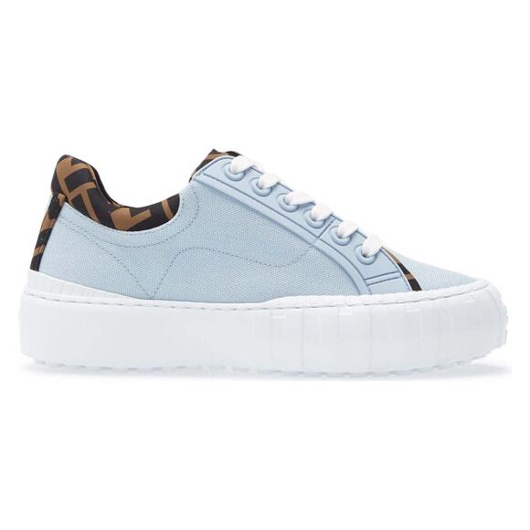 Fendi Force Sky Blue Canvas White Platform FF Logo Low Top Trainer Sneaker 35.5 - Picture 1 of 12